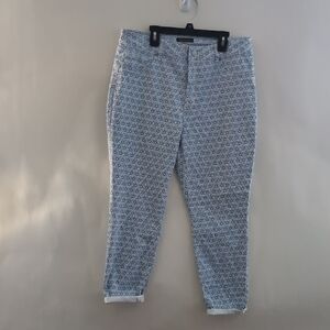 British Khaki Blue Patterned Pants Size 16